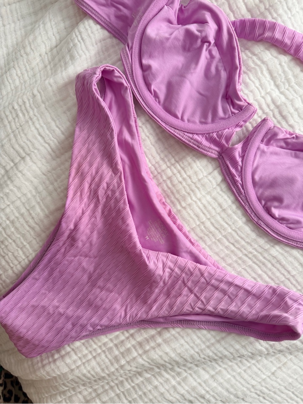 Monday Swimwear Lavender Ribbed Underwire Bikini Set - Picture 6 of 8